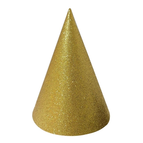 Hat Cone Glitter Gold 16.5cm Ea