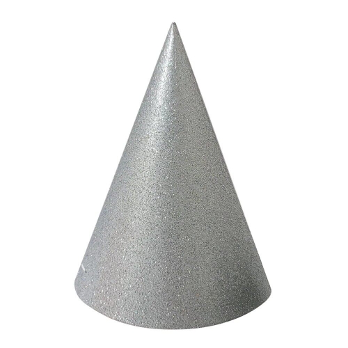 Hat Cone Glitter Silver 16.5cm Ea