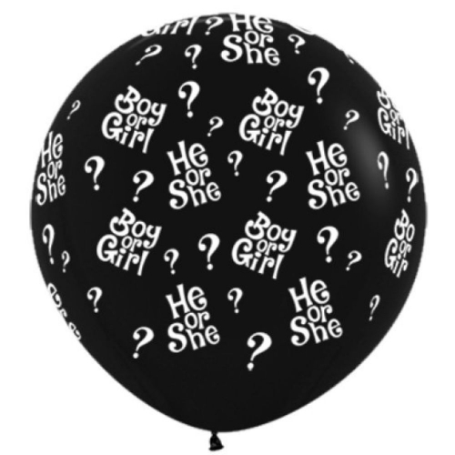 Balloon Latex Jumbo 91cm Gender Reveal Question Marks ea