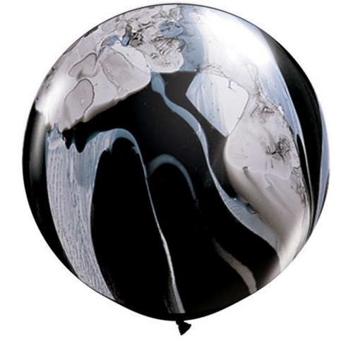 Balloon Latex Jumbo 76cm SuperAgate Black & White ea LIMITED STOCK