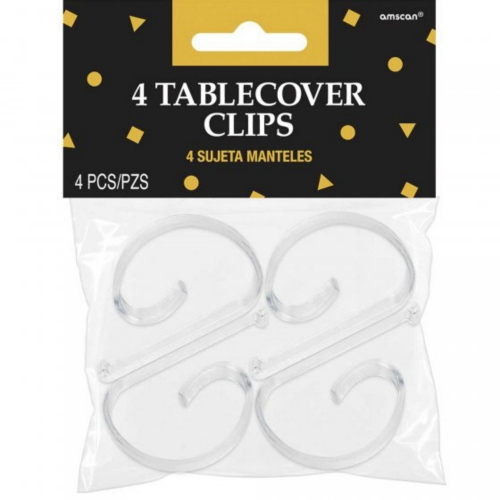 Table Cover Clip Plastic Clear Pk 4