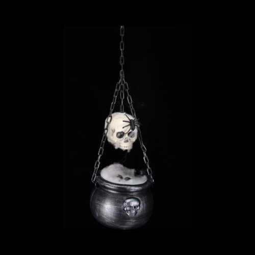 Cauldron with Skull & LED Hanging 55cm Ea