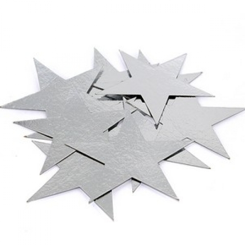 Cut Out Star 30cm Silver Cardboard Pk5
