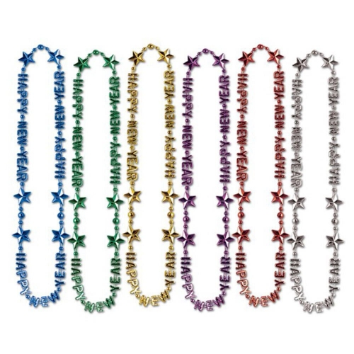 New Year Beads Assorted Colours 90cm Ea