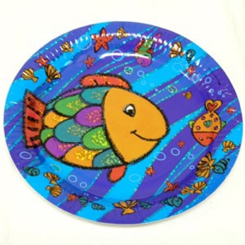 Plates 7inch Holographic Fish Party Pk 6 CLEARANCE