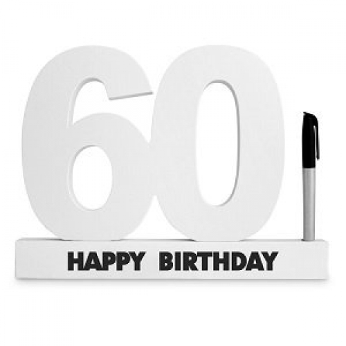 Signature Block 60 Happy Birthday White 20cm Ea