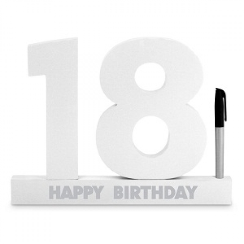 Signature Block 18 Happy Birthday White 20cm Ea