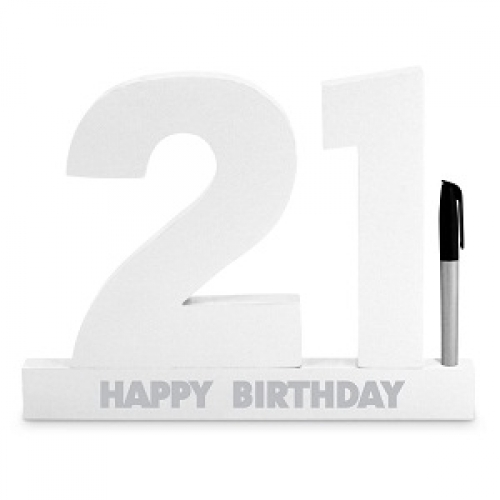 Signature Block 21 Happy Birthday White 20cm Ea