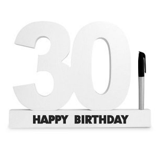 Signature Block 30 Happy Birthday White 20cm Ea