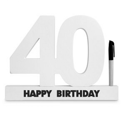 Signature Block 40 Happy Birthday White 20cm Ea