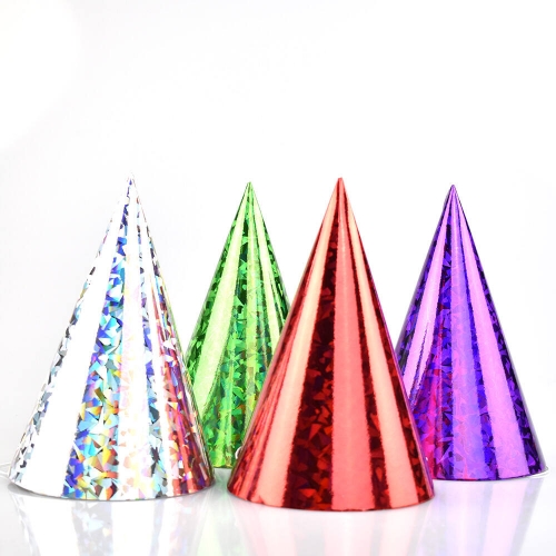 Hat Cone Holographic Assorted 16.5cm Ea