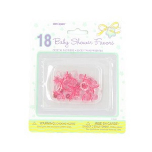 Baby Shower Favor Dummy 2.5cm Crystal Pink Pk 18