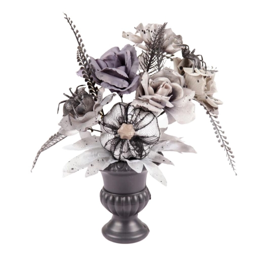 Floral Arrangement in Pot Black & Silver 30cm Ea