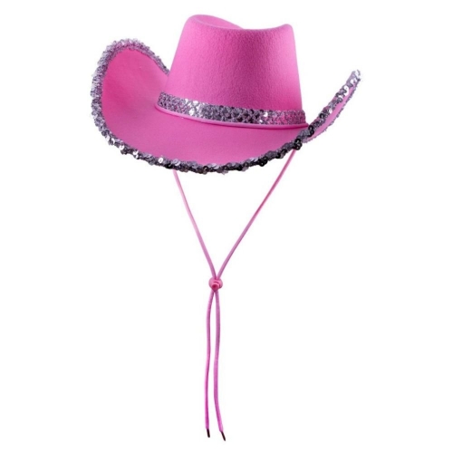Hat Cowboy Deluxe Pink with Sequin Trim Ea