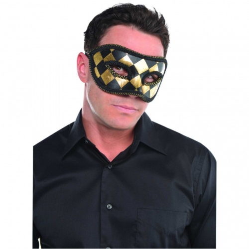Mask Bi Colour Harlequin Black and Gold Ea