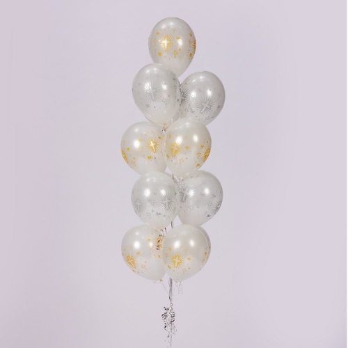 Tower of 13 Premium Balloon Bouquet Ea - Printed, Premium & Chrome Latex