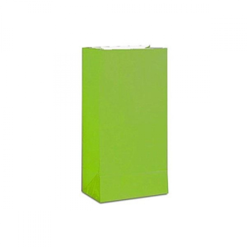 Bag Paper 26x14cm Lime Green pk 12