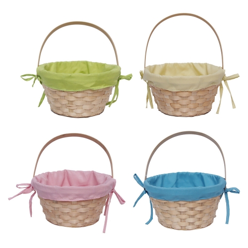 Easter Basket Bamboo with Fabric Lining 22cm Ea