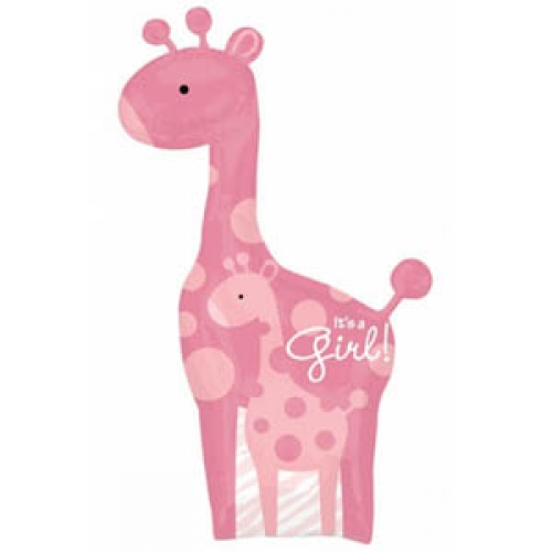 Balloon Foil SuperShape 107x64cm Safari Baby Girl Giraffe Ea