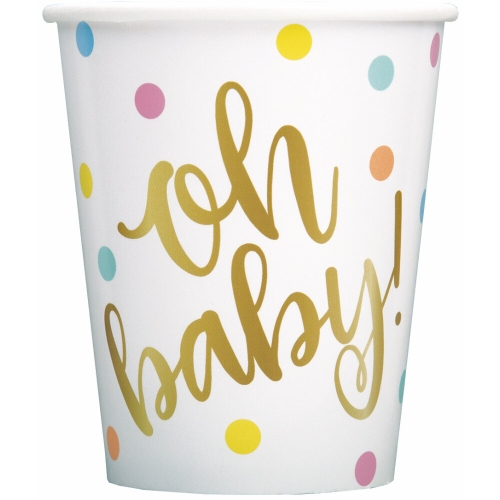 Oh Baby Cup Foil Stamped 270ml Pk 8