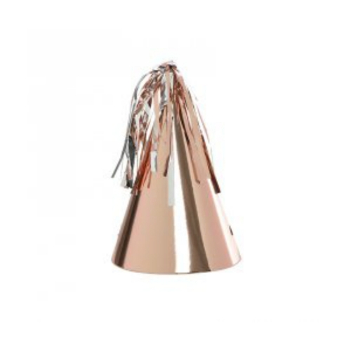 Party Hat With Paper Tassel Metallic Rose Gold Pk 10