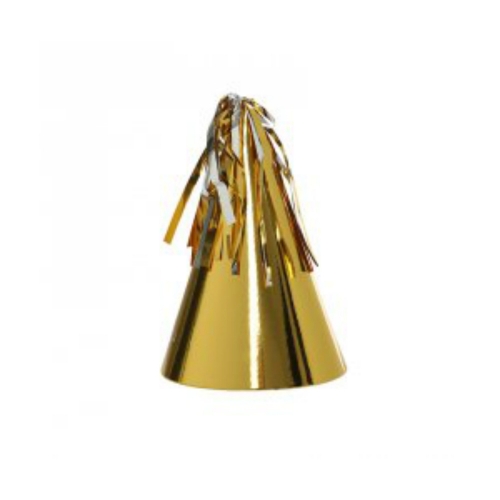 Party Hat With Paper Tassel Metallic Gold Pk 10