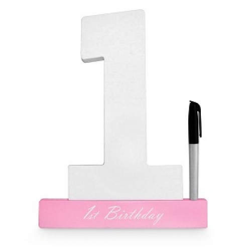 Signature Block 1st Birthday Pink 29cm Ea
