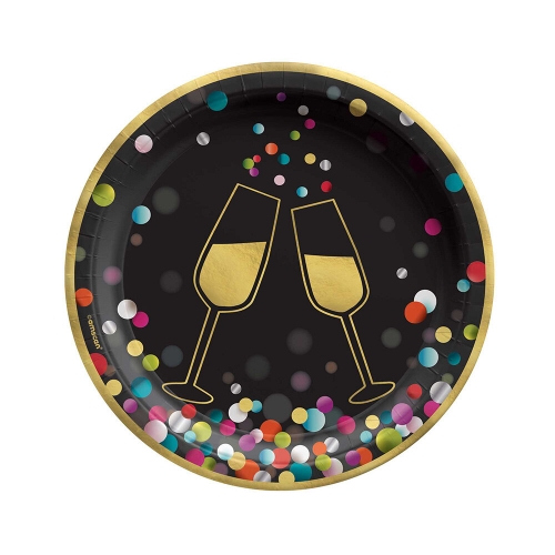 New Year Cheers Confetti Lunch Plate 17cm Pk 20 LIMITED STOCK