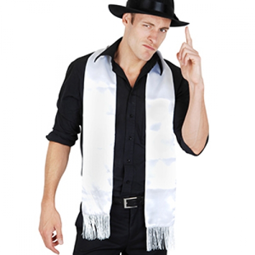 Gangster Scarf with White Fringe Ea