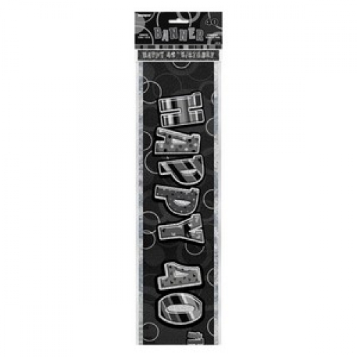 Banner Foil 3.6m Glitz Black Happy 40th Birthday Ea