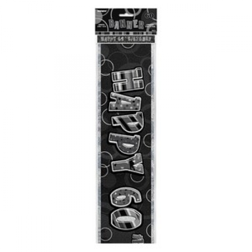 Banner Foil 3.6m Glitz Black Happy 60th Birthday Ea