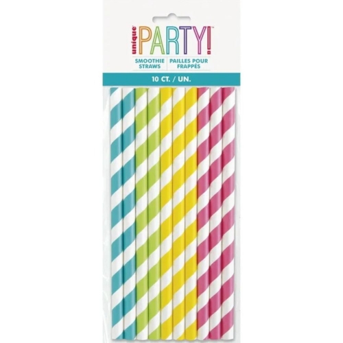 Straws Paper Pastel Assorted 21cm Pk 10