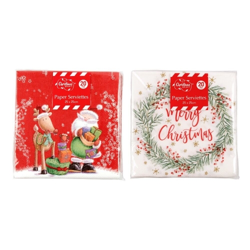 Christmas Napkin Beverage Assorted Styles Pk 20 LIMITED STOCK