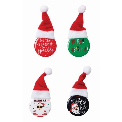Christmas Badges with Hats Assorted Ea