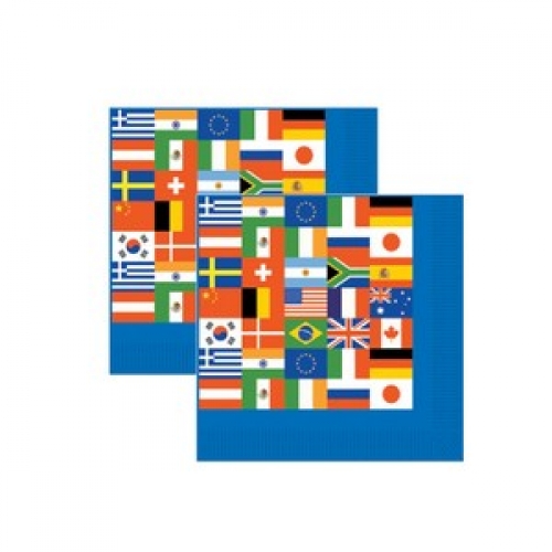 International Flag Napkins Pk 16