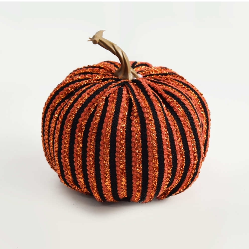 Pumpkin Velvet Orange Stripe 17cm Ea LIMITED STOCK