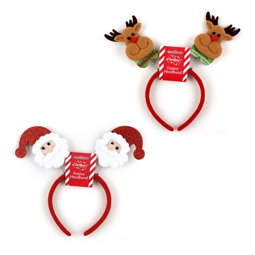 Christmas Headband Santa or Reindeer Assorted Ea