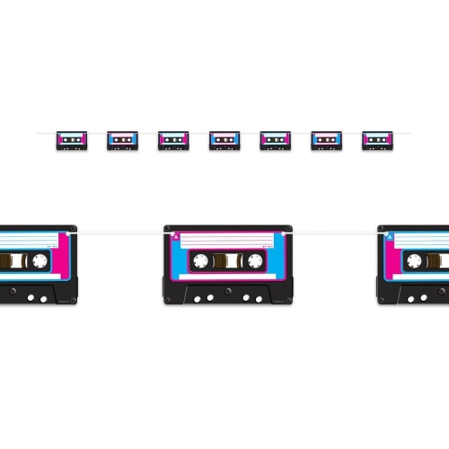 80's Cassette Tape Streamer Banner 2m Ea