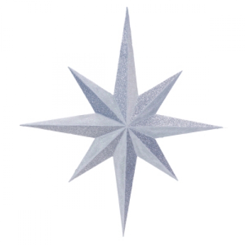 Star 8 Point Silver Glitter 60cm LIMITED STOCK