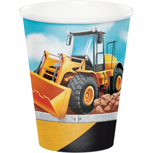 Big Dig Construction Cups 255ml Pk 8