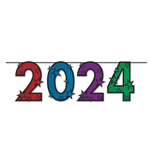 2024 Banner Glitter Multicoloured 37.5cm x 1.5m Ea