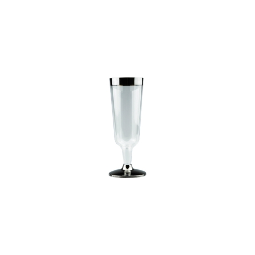 Deluxe Champagne Glass Silver Rim Pk 6