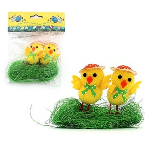 Easter Chicks in Nest 12cm Pk 2 LIMITED STOCK