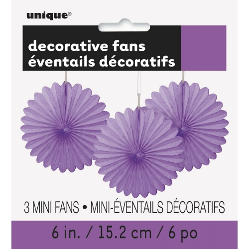 Decorative Fan 15cm Pretty Purple pk 3