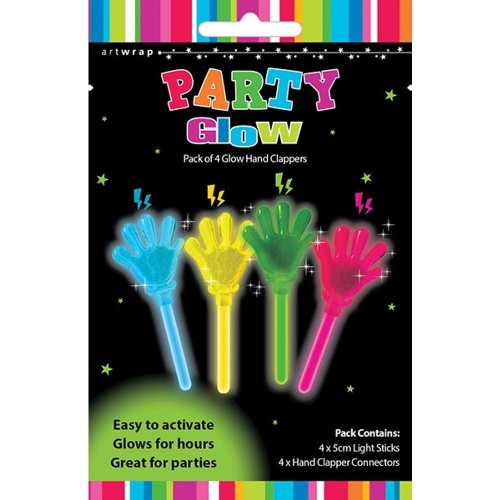 Glow Hand Clappers Assorted Pk 4