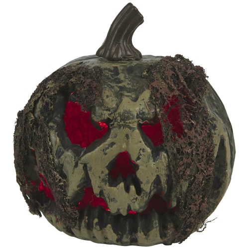Pumpkin Rotting Green with LED 22cm Ea LIMITED STOCK