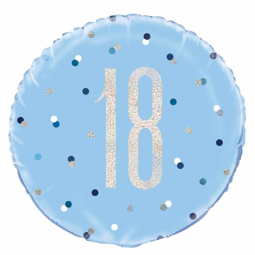Balloon Foil 45cm Age 18 Prismatic Blue Ea