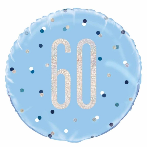 Balloon Foil 45cm Age 60 Prismatic Blue Ea