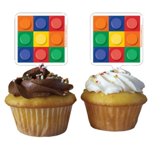 Block Party Cupcake Topper 6x5cm pk 12 LIMITED STOCK