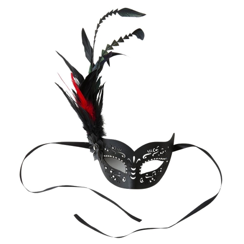 Mask Suede Black with Feathers Ea